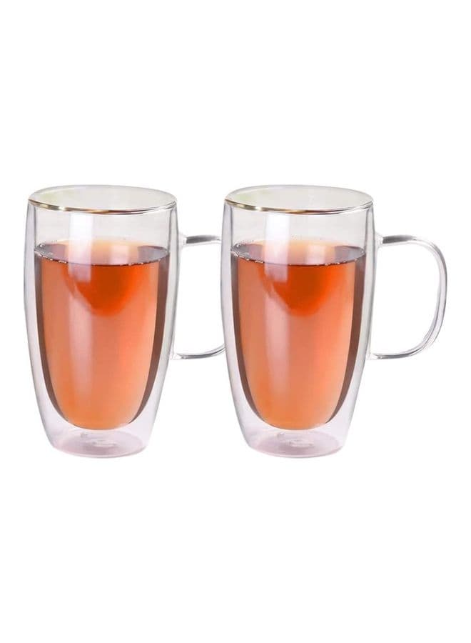 Set of 2 Double Wall Glass Mugs Coffee Cups multicolour 450mm