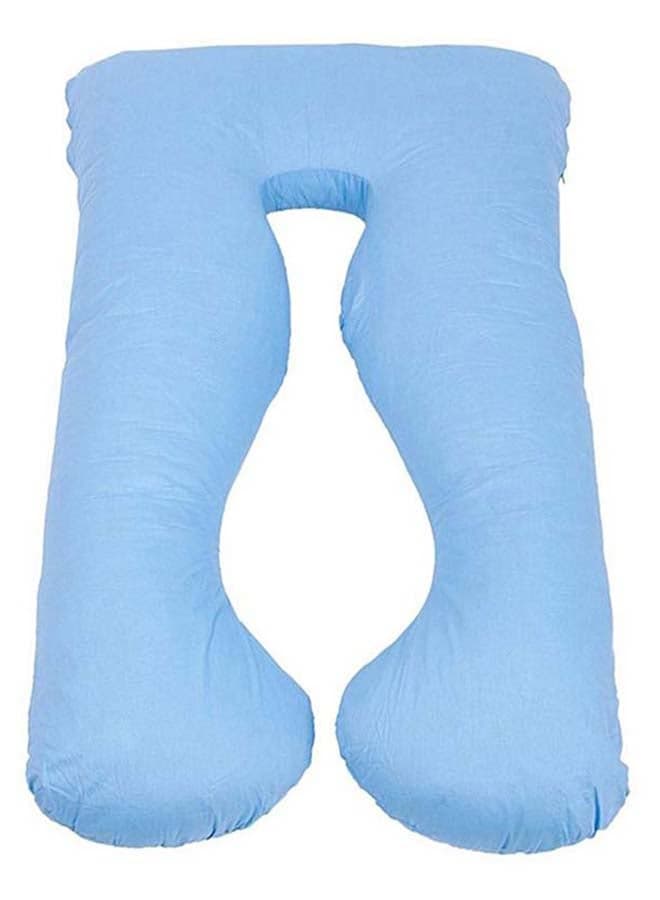U-Shaped Comfortable Maternity Pillow Cotton Blue 75 x 125cm
