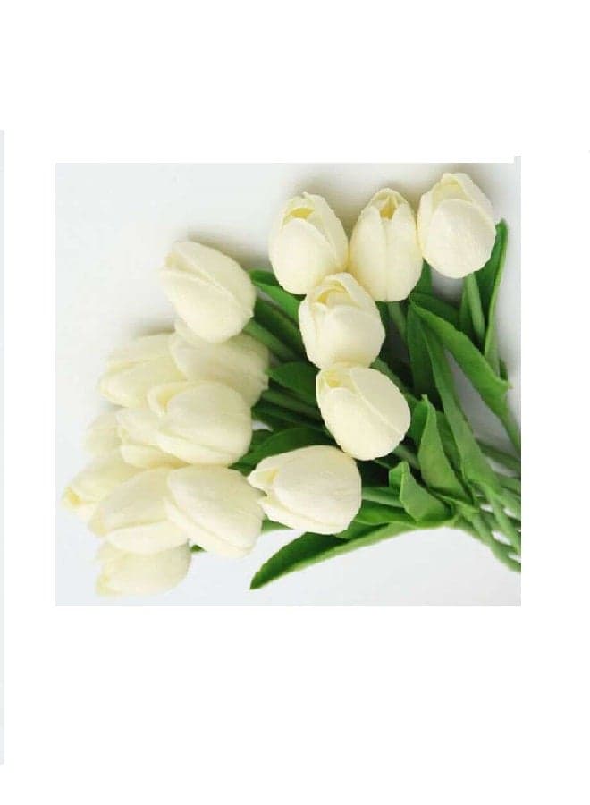 Artificial Decorative Flower White/Green 34centimeter