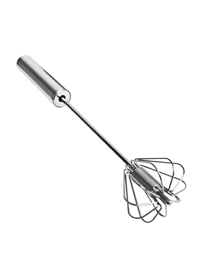 Stainless Steel Hand Pressure Rotating Whisk Silver 10inch