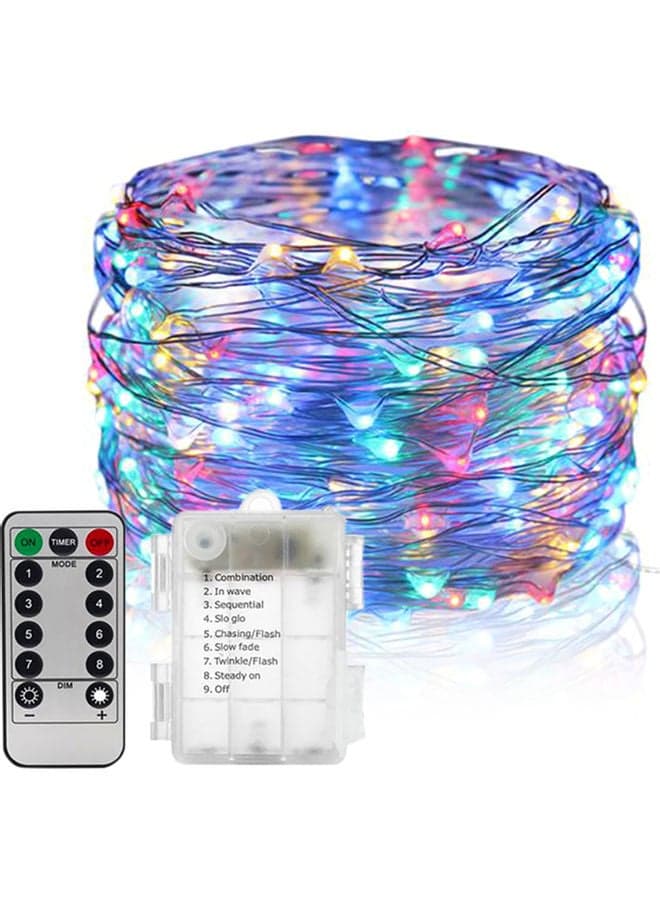 100-LED Copper Wire String Light With Remote Control And Battery Case Multicolour 10meter