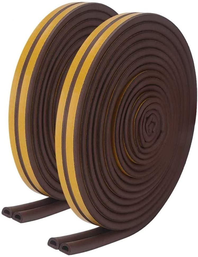6m 2-Pack Self Adhesive Foam Window Seal Strip Brown 6meter