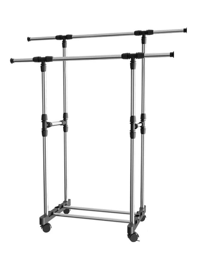 Metal Clothes Hanger Rack Silver 144*41*155cm