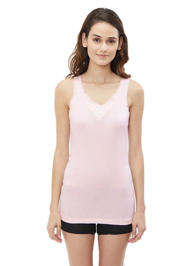 Ladies Cotton Vest Light Pink