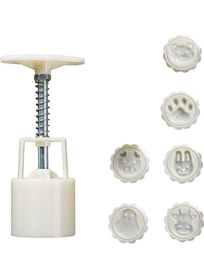 6-Piece Cake Making Mould Set With Stand White/Silver