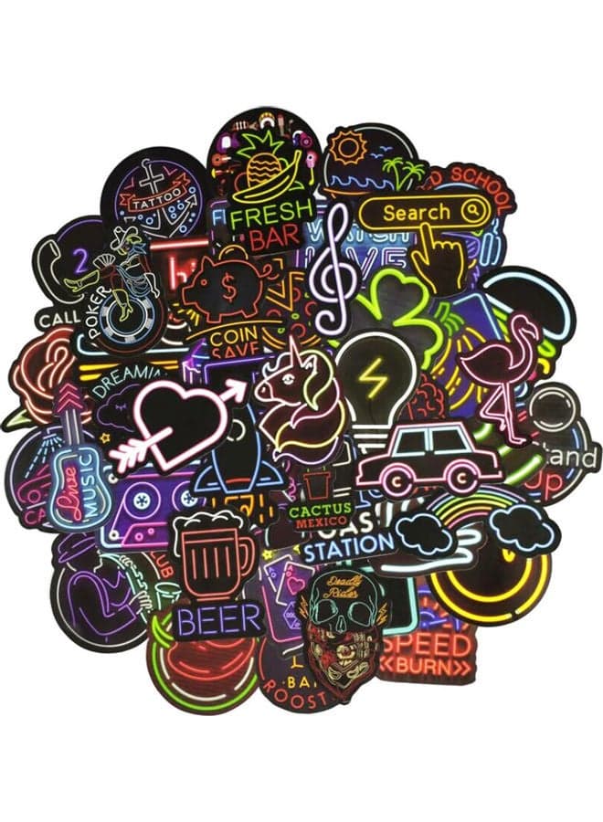 50 Pieces Neon Graffiti Sticker 12 x 12 x 1cm