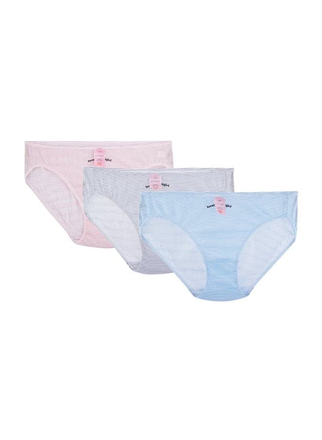 Pack Of 3 Cotton Blend Printed Briefs Multicolour