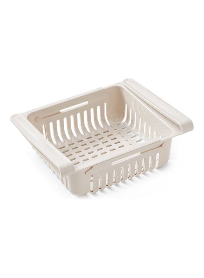 Retractable Fridge Organizer Basket Beige
