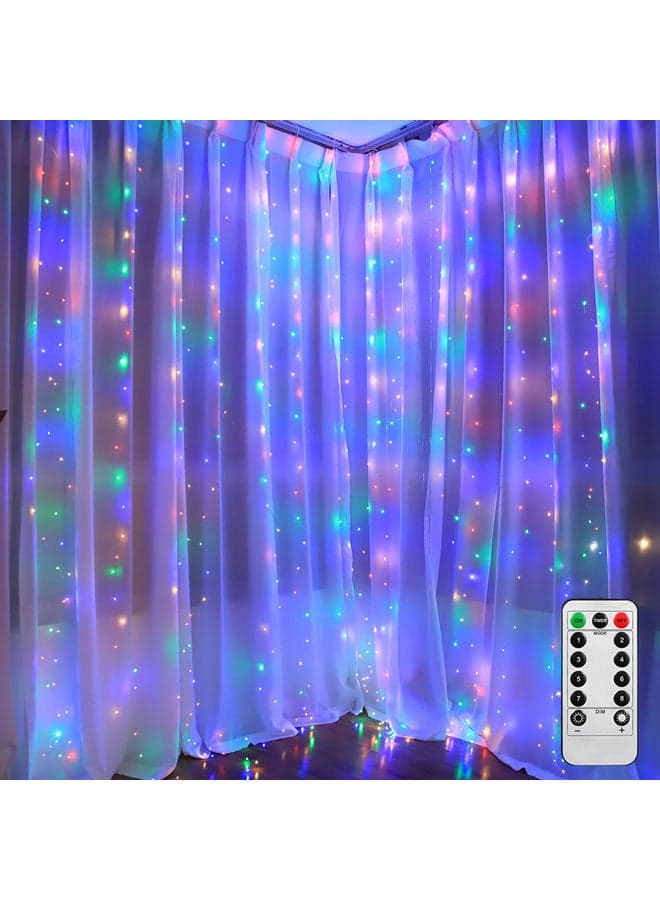 300LEDs Twinkle Star Window Curtain String Light Multicolour