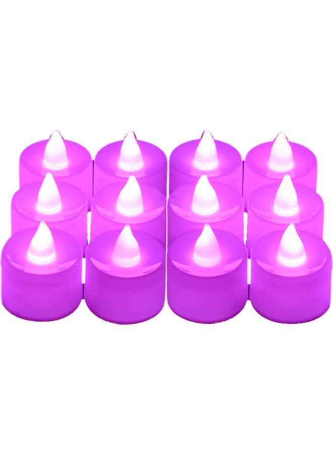 12-Piece Electric LED Flameless Tealight Candles Set Pink