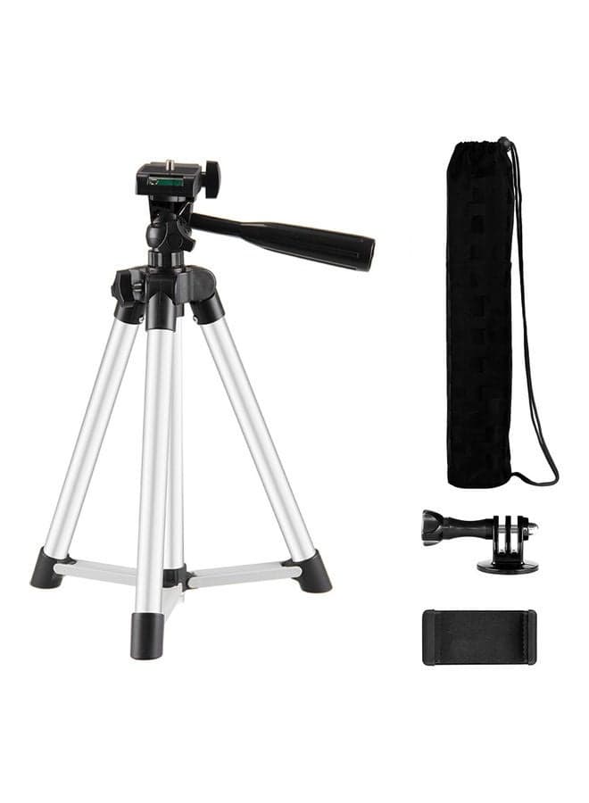 Tripod Stand With Phone Clamp Holder Set Silver/Black