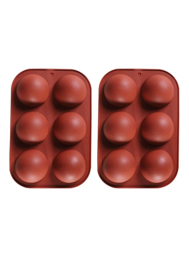 2-Piece 6 Holes Cake Mold Brown 5.2 x 19.5 x 13.2cm
