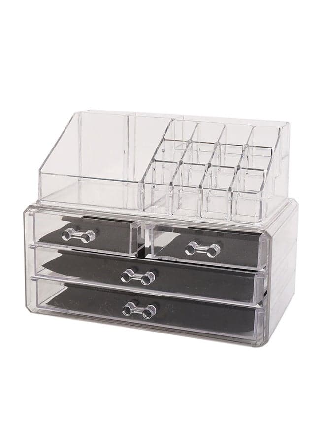 4-Layer Adjustable Cosmetic Storage Drawer Clear