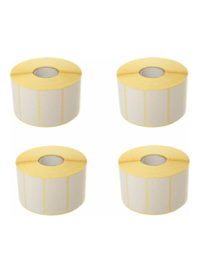 4-Piece Thermal Label Sticker Roll Set White/Gold