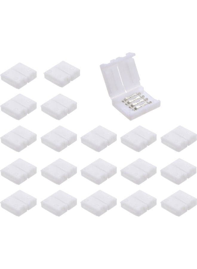 20-Pack 4 Pins RGB LED Strip Connector Quick Splitter White