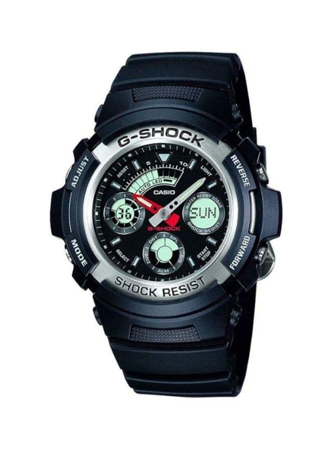 Men's Round Shape Resin Band Analog & Digital Wrist Watch 45 mm - Black - AW-590-1ADR