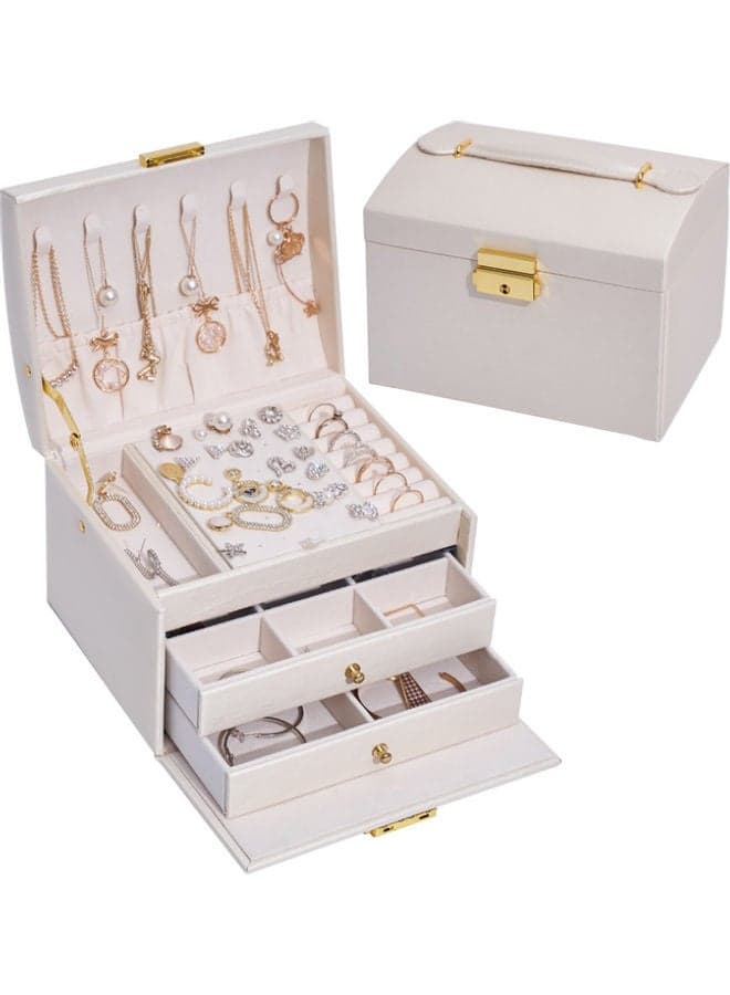 Double Layered Jewellery Box White