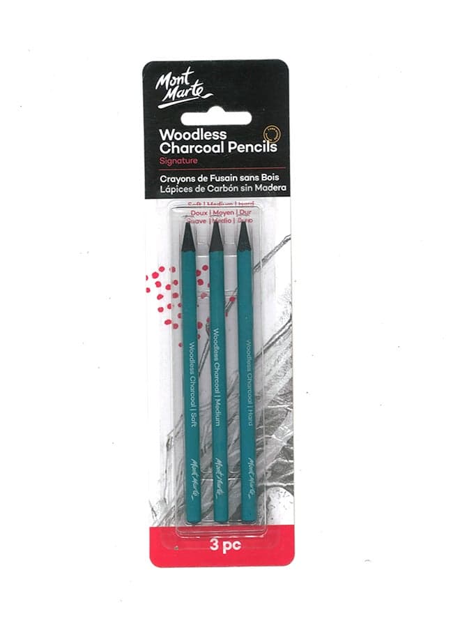 3-Piece Charcoal Woodless Pencil black