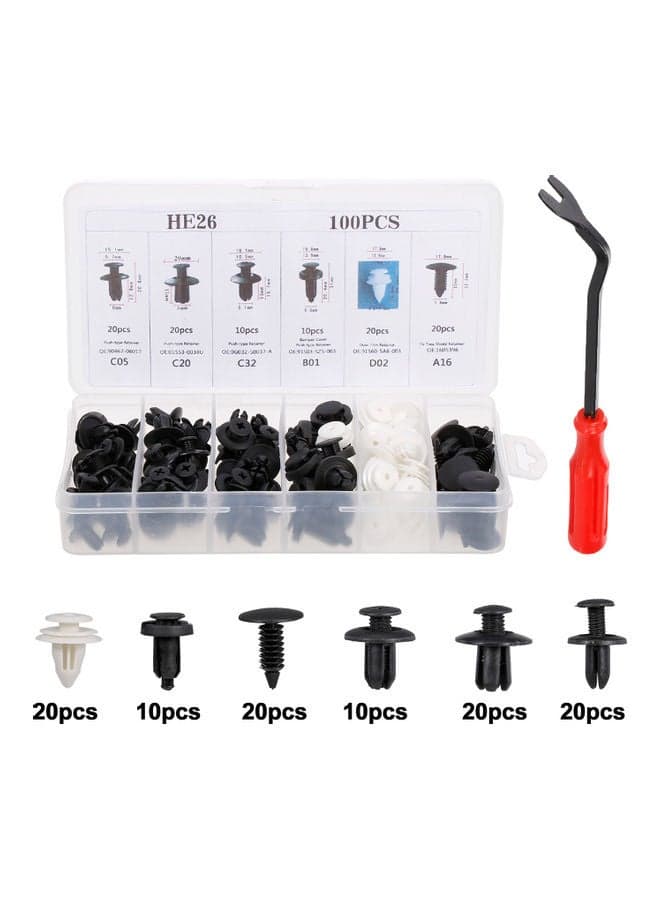 100-Piece Car Body Plastic Push Retainer Pin