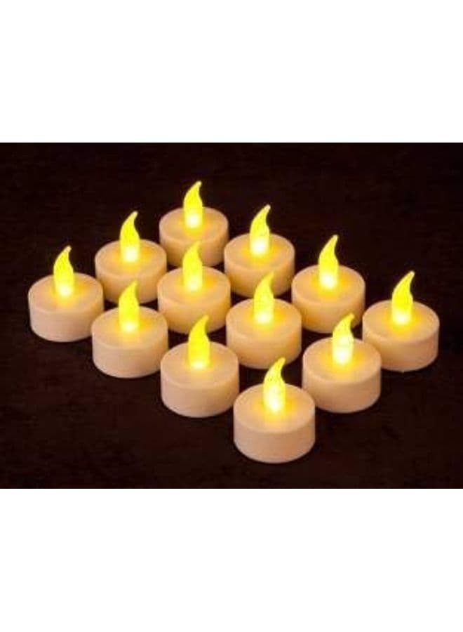 Set of 12 Smokeless and Flameless Led Tea Light Candles White 3cm