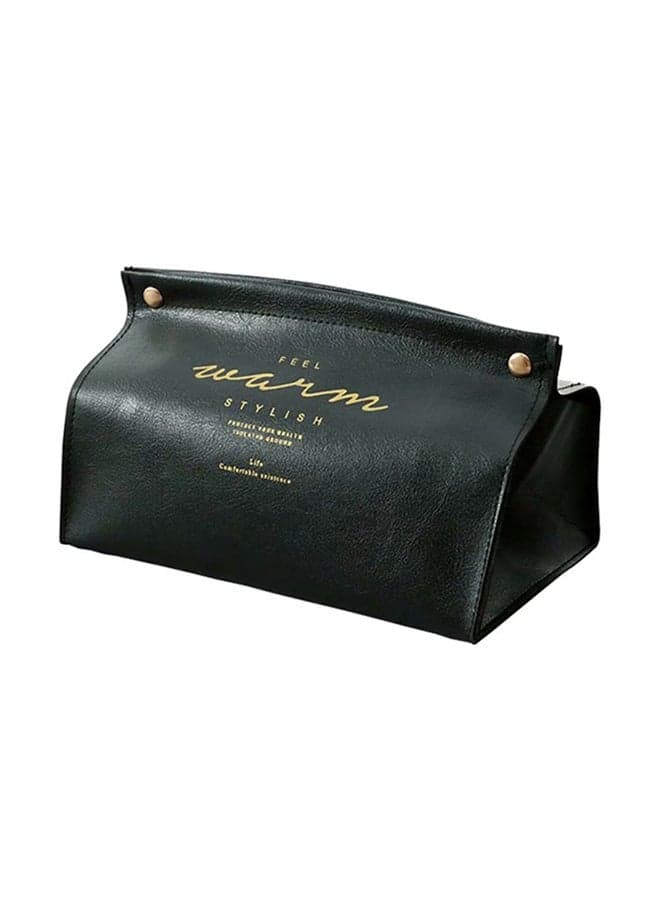 Leather Tissue Storage Box Black 20x12x11cm