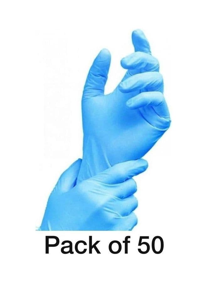 50-Piece Disposable Waterproof Nitrile Gloves