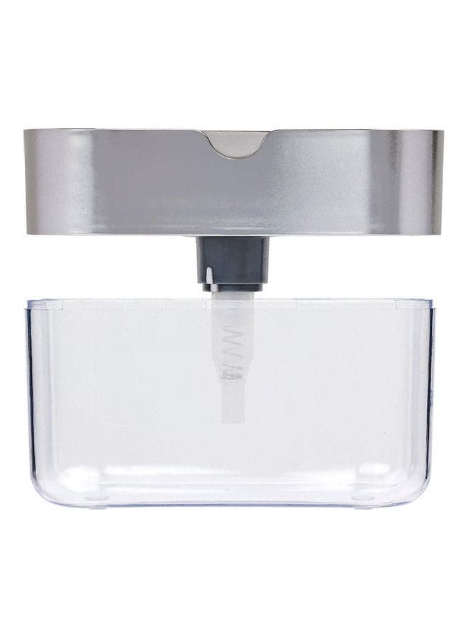 Soap Pump Dispenser with Sponge Holder Silver/Clear 14.5 x 9.5 x 13.5cm