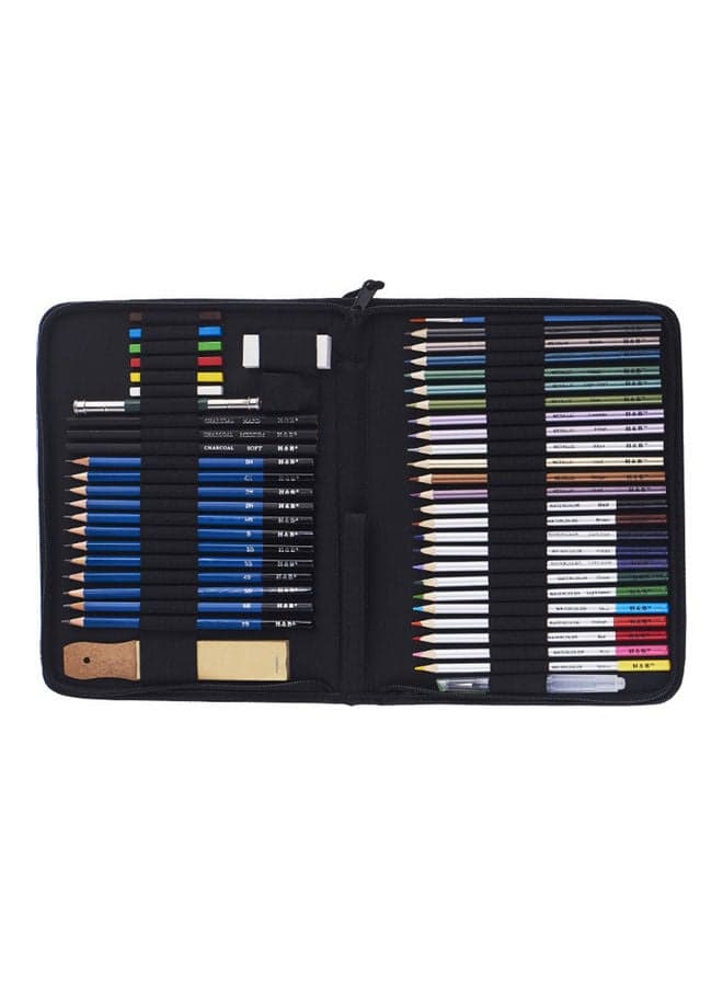 51-Piece Art Supplies Sketch Tool Set with Carrying Bag Multicolour