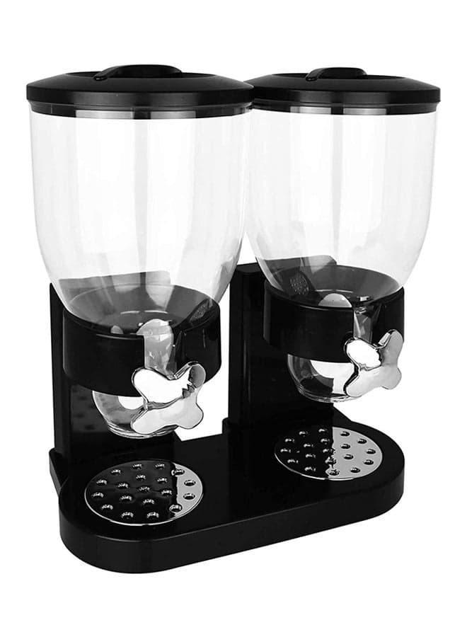 Double Canister Cereal Dispenser Black/Clear 35x20x35cm