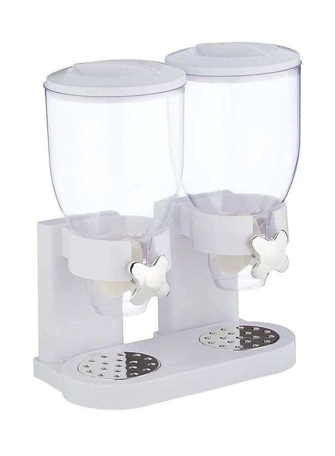 Double Canister Cereal Dispenser White/Clear 35x20x35cm