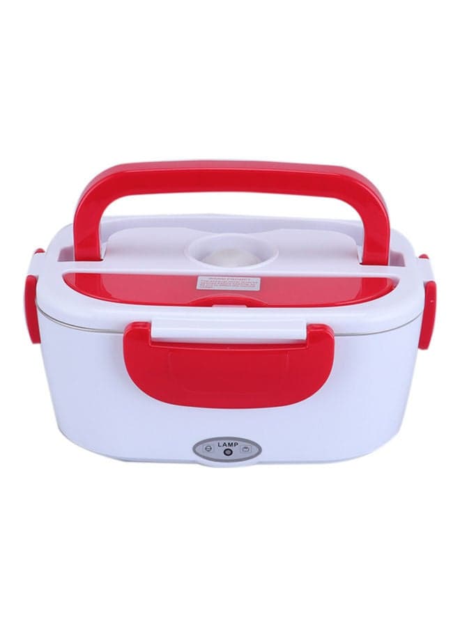 Portable Electric Lunch Box Red and White 24.5x11x11cm