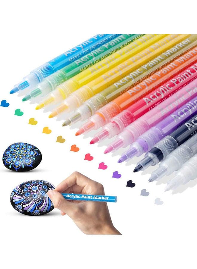12-Piece Acrylic Paint Markers Set Multicolour