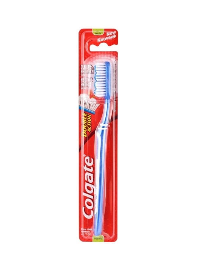 Double Action Medium Toothbrush White/Blue
