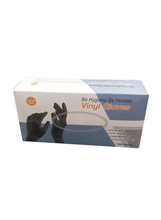 100-Piece Vinyl Free Gloves Black Medium