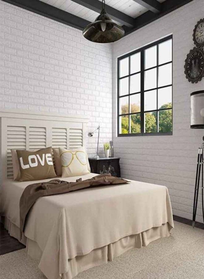 5-Piece 3D Foam Bricks Wallpaper Set White 70x77x0.5cm