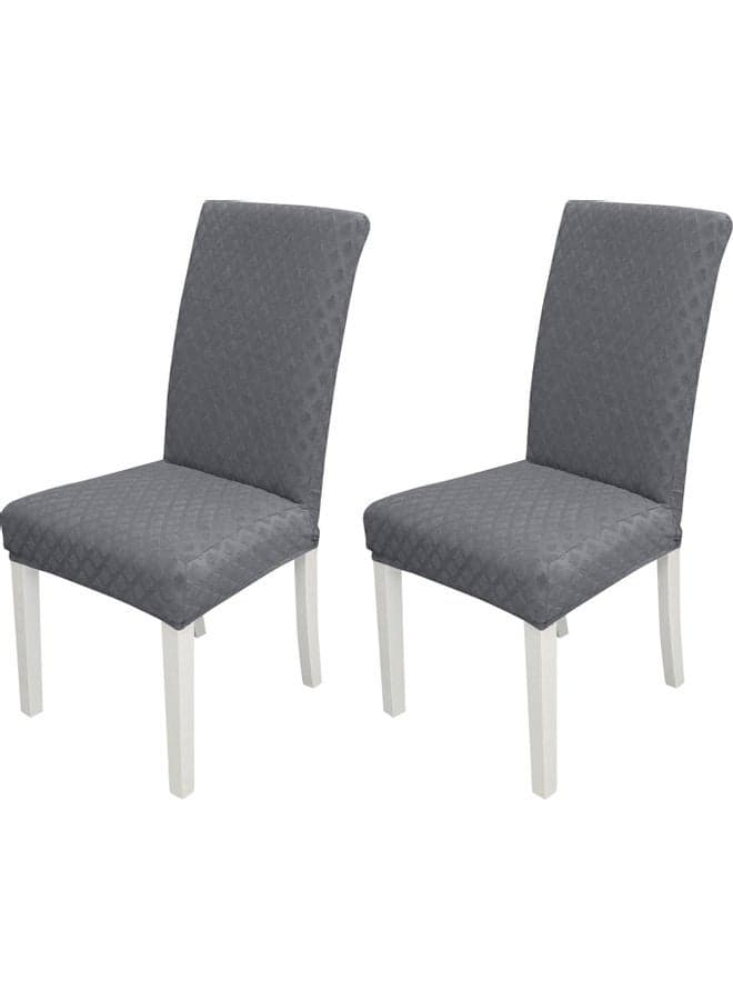 2-Piece Dining Chair Slipcover Grey
