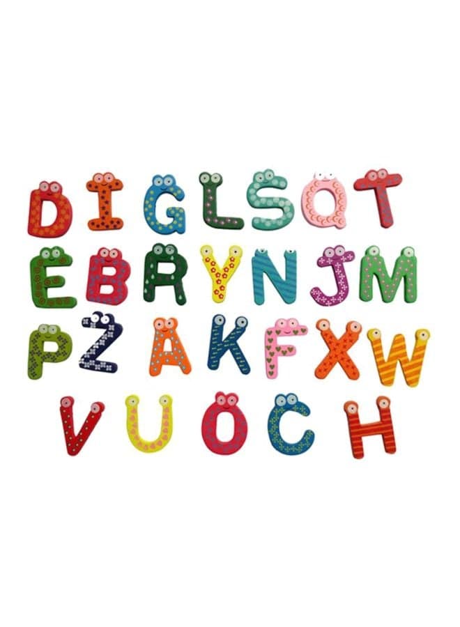 26-Piece Wooden Cartoon Letter Fridge Magnet Toy 12x11x6cm