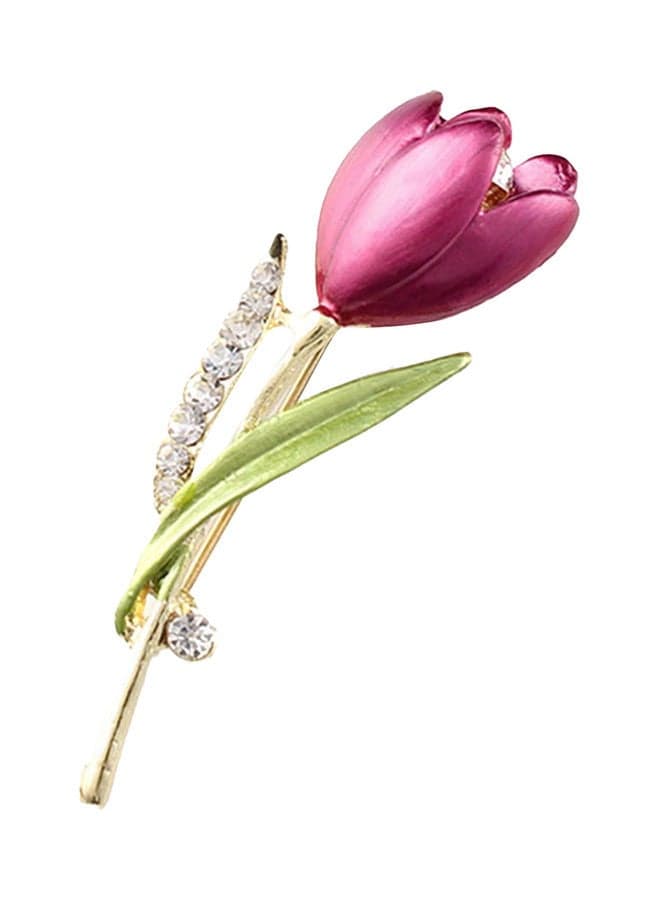 Women's Elegant Tulip Brooch Rhinestone Decoration Flower Pin