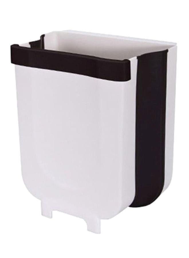 Plastic Portable Trash Bin White/Black 28.6x25.3x17.5cm