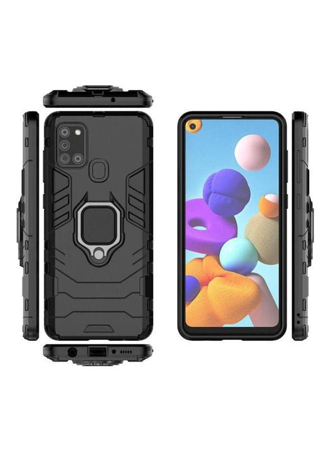 For Samsung Galaxy A21S Iron Man Protective Cover - With Ring Kickstand - Black Black