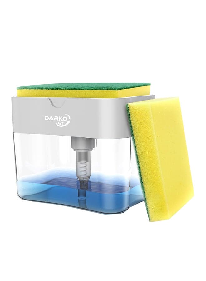 2 In 1 Soap Dispenser With Sponge Holder For Kitchen SPH001 Grey