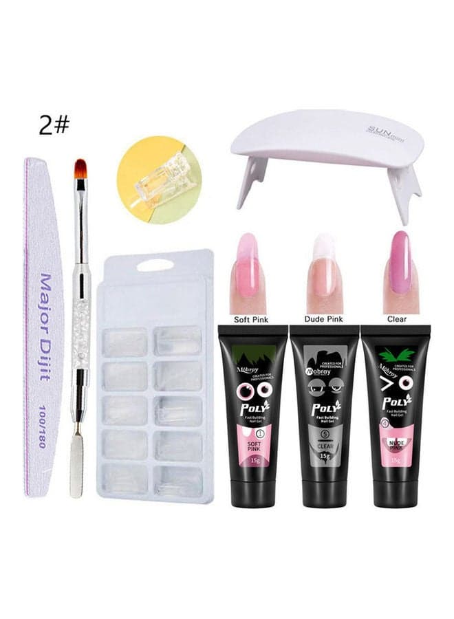 3 Colour Nail Extension Gel Kit Contain 100 Piece Crystal Nail Molds Multicolour