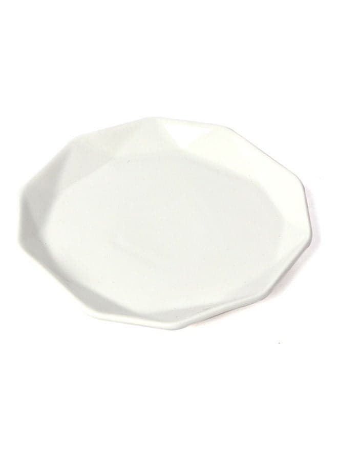 Elegant Porcelain Serving Round Plate With Ribbed Edges White 15cm