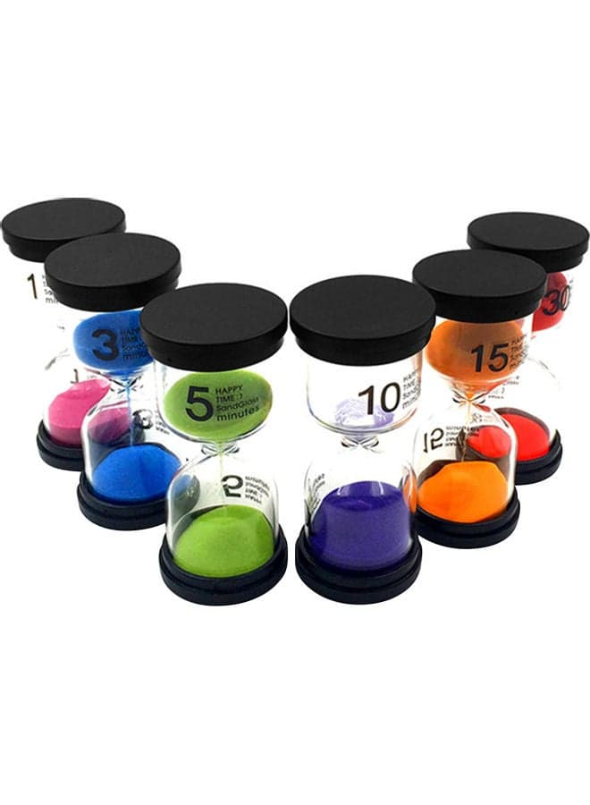 6-Piece Sand Timer Speciality Clock Set Multicolour 16x11x12.50cm