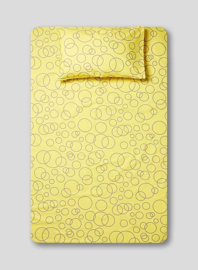 2-Piece Printed 180 TC Fitted Bedsheet Set Twin Size Cotton Multicolour 120x200x20cm