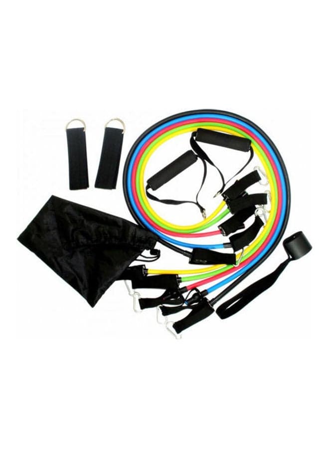 11-Piece Fitness Resistance Band Set With Stackable Exercise Legs Ankle Straps Multi-function Professional Equipment