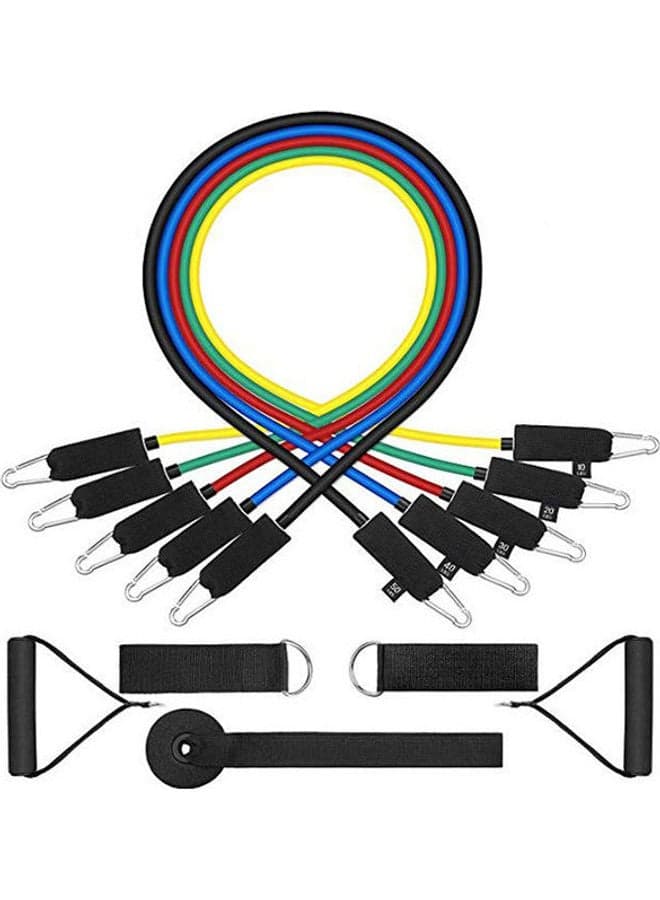 11-Piece Resistance Band Set Exercise Workout With Carry Bag, Door Anchor & Handles 25cm