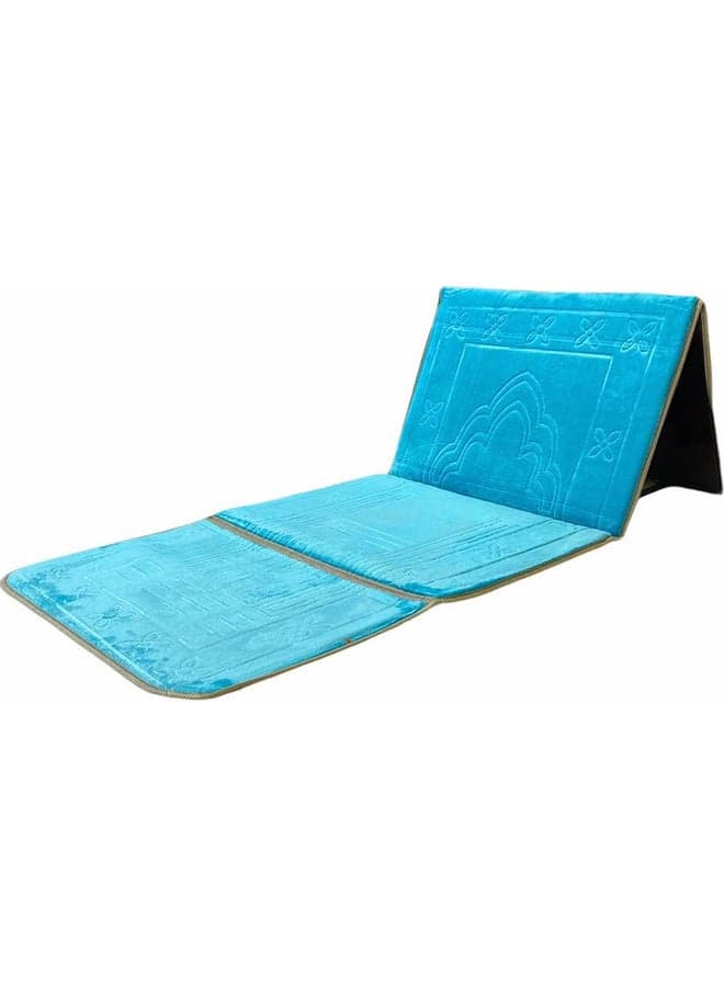 2-In-1 Foldable Prayer Mat And Backrest Blue 109x52cm