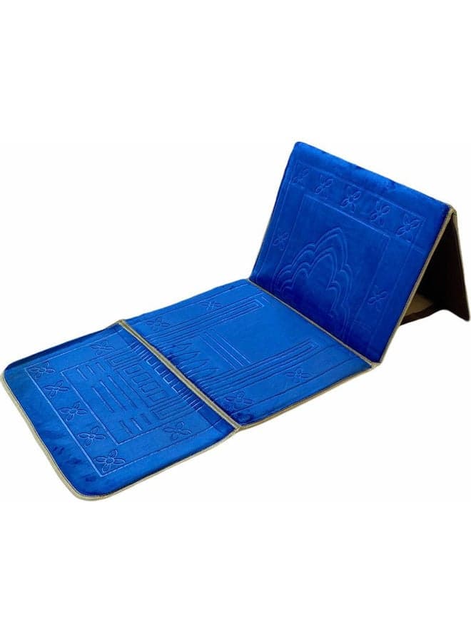 Foldable Prayer Mat And Backrest Blue 109 x 52cm