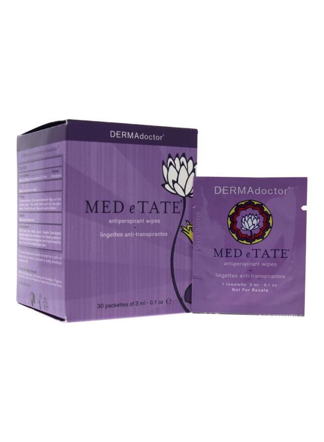 Med E Tate Antiperspirant Wipes - 30 Count 30x3ml